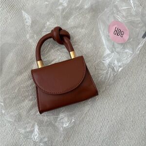 Brown mini faux Leather Handbag